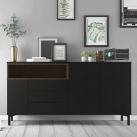 Product photograph of Romtree Wooden 3 Doors 3 Drawers Sideboard In Black And Walnut from Furniture in Fashion