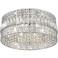 Product photograph of Rosalin 6 Light Glitzy Crystal Flush Light In Chrome from Furniture in Fashion