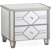 Product photograph of Rose Mirrored Bedside Cabinet With 2 Drawers In Silver from Furniture in Fashion