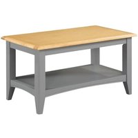 Product photograph of Roswell Wooden Coffee Table With Shelf In Mid Oak And Grey from Furniture in Fashion