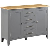Product photograph of Roswell Wooden Sideboard 2 Doors 4 Drawers In Mid Oak And Grey from Furniture in Fashion