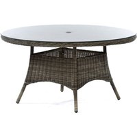 Product photograph of Ryker Rattan Dining Table Large Round In Brown With Glass Top from Furniture in Fashion