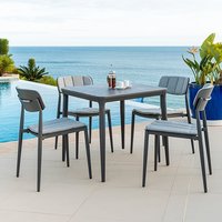 Product photograph of Rykon 750mm Grey Ceramic Effect Glass Dining Table 4 Chairs from Furniture in Fashion