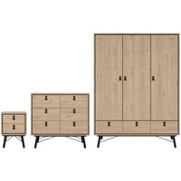 Product photograph of Rynok Wooden Furniture Set With 3 Doors Wardrobe In Natural Oak from Furniture in Fashion