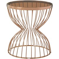 Product photograph of Saclateni Smoked Glass Top Side Table With Rose Gold Frame from Furniture in Fashion