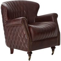 Product photograph of Sadalmelik Upholstered Genuine Leather Armchair In Brown from Furniture in Fashion