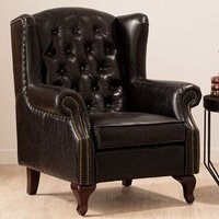 Product photograph of Sadalmelik Upholstered Leather Armchair In Black from Furniture in Fashion