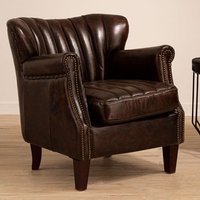 Product photograph of Sadalmelik Upholstered Leather Armchair In Weathered Brown from Furniture in Fashion