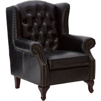 Product photograph of Sadalmelik Upholstered Leather Scroll Armchair In Black from Furniture in Fashion
