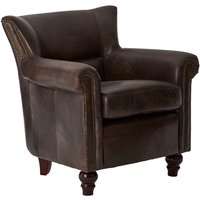 Product photograph of Sadalmelik Upholstered Leather Scroll Armchair In Dark Grey from Furniture in Fashion