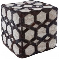 Product photograph of Safire Leather Patchwork Pouffe In Dark Brown from Furniture in Fashion