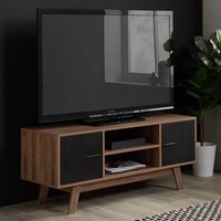 Product photograph of Salina Wooden Tv Stand With 2 Doors In Walnut And Black from Furniture in Fashion