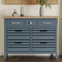 Product photograph of Sanford Wooden Sideboard With 3 Drawers 4 Crates In Blue from Furniture in Fashion