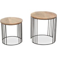 Product photograph of Santorini Round Wooden Set Of 2 Side Tables In Natural from Furniture in Fashion