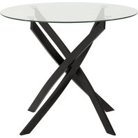 Product photograph of Sanur Glass Dining Table Round In Clear With Black Metal Legs from Furniture in Fashion