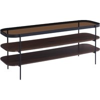 Product photograph of Sarnia Glass Tv Stand In Brown With Dark Walnut Shelf from Furniture in Fashion