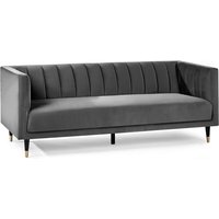 Product photograph of Sarnia Scalloped Back Velvet 3 Seater Sofa In Grey from Furniture in Fashion