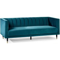 Product photograph of Sarnia Scalloped Back Velvet 3 Seater Sofa In Teal from Furniture in Fashion