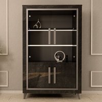 Product photograph of Sarver High Gloss Display Cabinet 2 Doors In Black And Led from Furniture in Fashion