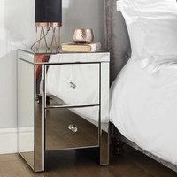 Product photograph of Saville Mirrored Bedside Cabinet With 2 Drawers In Silver from Furniture in Fashion