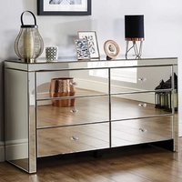 Product photograph of Saville Mirrored Chest Of 6 Drawers In Silver from Furniture in Fashion