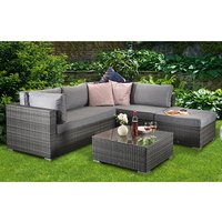 Product photograph of Saxen Corner Weave Lounge Set Sofa With Coffee Table In Grey from Furniture in Fashion