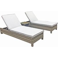 Product photograph of Sayer Victoria Weave Pair Of Sun Loungers With Table In Grey from Furniture in Fashion