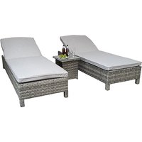 Product photograph of Sayer Weave Pair Of Sun Loungers With Table In Grey from Furniture in Fashion