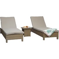 Product photograph of Sayer Weave Pair Of Sun Loungers With Table In Natural from Furniture in Fashion