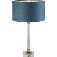 Product photograph of Scarborough Teal Velvet Shade Table Lamp In Crystal Base from Furniture in Fashion