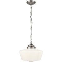 Product photograph of School House White Pendant Ceiling Light With Opal Glass from Furniture in Fashion