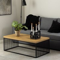 Product photograph of Seattle Wooden Coffee Table With Black Metal Frame In Oak from Furniture in Fashion