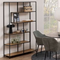 Product photograph of Sebring Wooden Bookcase Large With Metal Frame In Black Oak from Furniture in Fashion