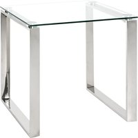 Product photograph of Selma Large Clear Glass Side Table With Stainless Steel Legs from Furniture in Fashion