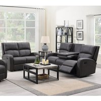 Product photograph of Seoul Manual Recliner Fabric 3 2 Sofa Set In Grey from Furniture in Fashion