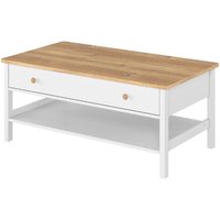 Product photograph of Sevilla Wooden Coffee Table With 1 Drawer In Matt White And Oak from Furniture in Fashion