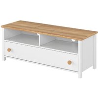 Product photograph of Sevilla Wooden Tv Stand With 1 Drawer In Matt White And Oak from Furniture in Fashion