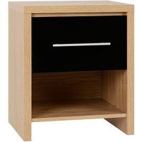 Product photograph of Samaira 1 Drawer Bedside Cabinet In Black High Gloss from Furniture in Fashion