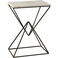Product photograph of Shalom Rectangular White Marble Top Side Table With Black Base from Furniture in Fashion
