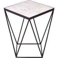Product photograph of Shalom Square White Marble Top Side Table With Black Frame from Furniture in Fashion