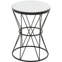 Product photograph of Shalom White Marble Top Side Table With Black Angular Base from Furniture in Fashion