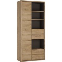 Product photograph of Sholka Wooden Wide Bookcase With 1 Door 4 Drawers In Oak from Furniture in Fashion