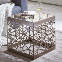 Product photograph of Simons Square Clear Glass Side Table With Bronze Metal Base from Furniture in Fashion