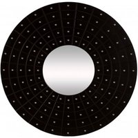Product photograph of Aurich Round Wall Bedroom Mirror In Black Wooden Frame from Furniture in Fashion