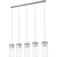 Product photograph of Socorro 5 Light Crystal Clear Pendant Light In Satin Nickel from Furniture in Fashion