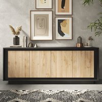 Product photograph of Soller Wooden Sideboard 4 Doors In Black Lava Cadiz Oak from Furniture in Fashion