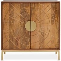 Product photograph of Sonar Wooden Sideboard With 2 Doors In Natural And Gold from Furniture in Fashion