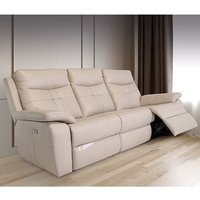 Product photograph of Sotra Faux Leather Electric Recliner 3 Seater Sofa In Stone from Furniture in Fashion