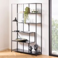 Product photograph of Sparks Wooden Bookcase With 5 Shelves In Ash Black from Furniture in Fashion