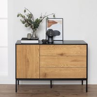 Product photograph of Sparks Wooden Sideboard With 1 Door 3 Drawers In Black And Oak from Furniture in Fashion